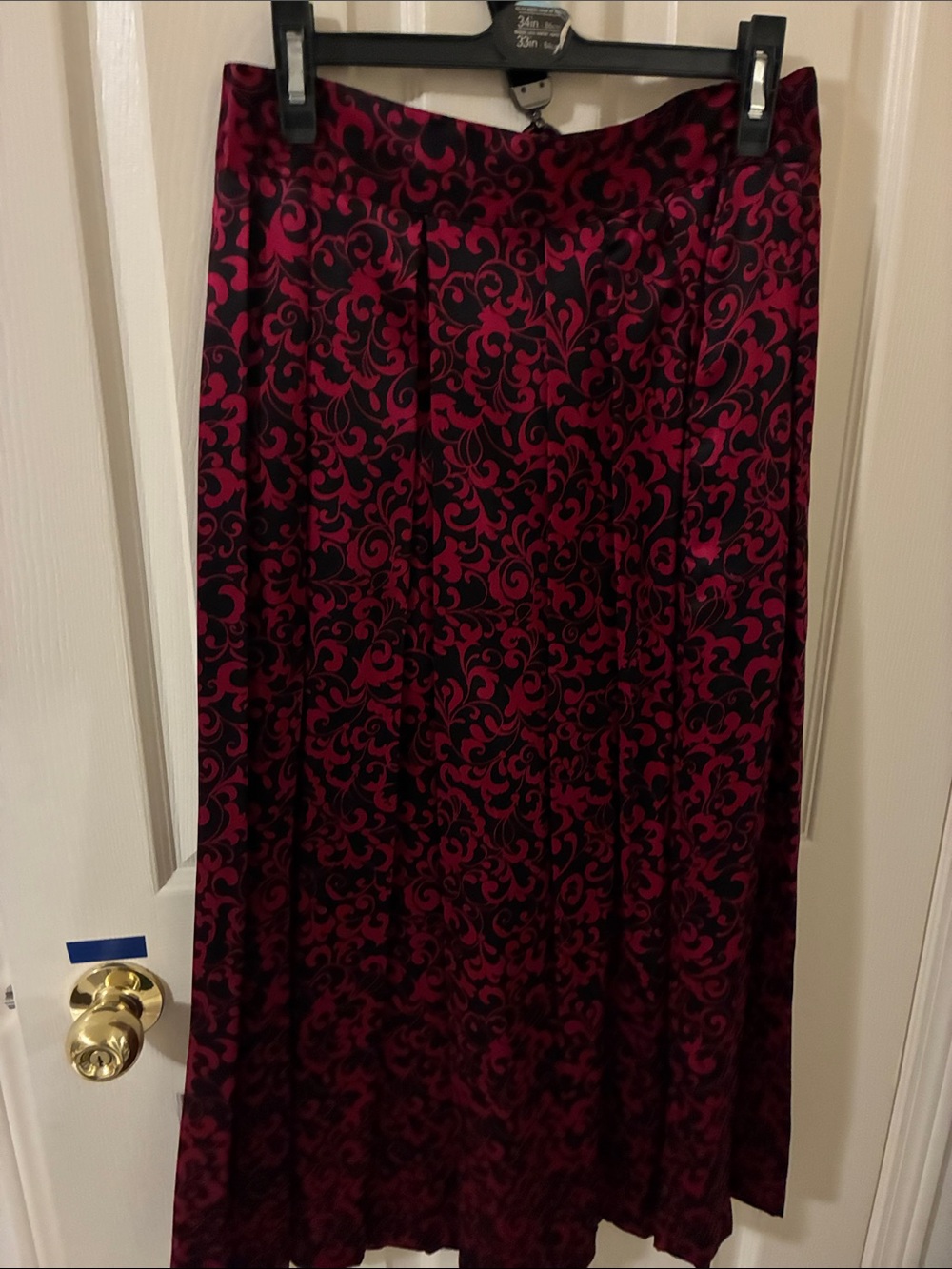 Dior Black and Burgundy Maxi Skirt with Scroll Pattern
